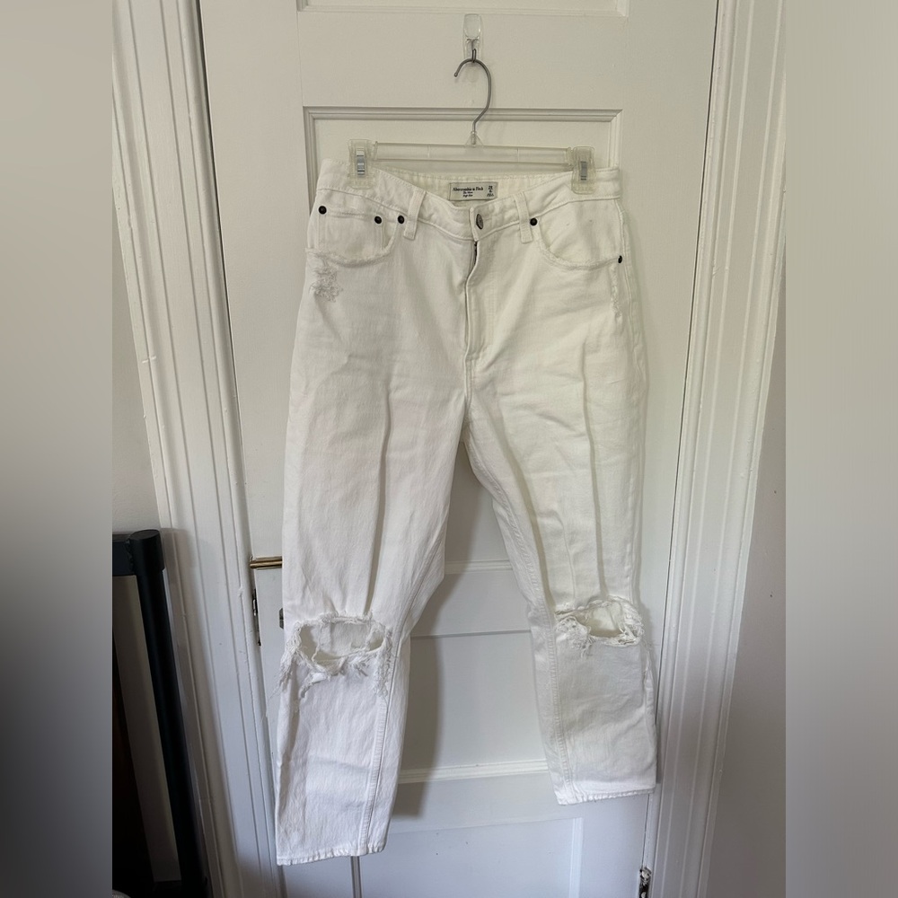 Abercrombie & Fitch White Straight Leg Jeans